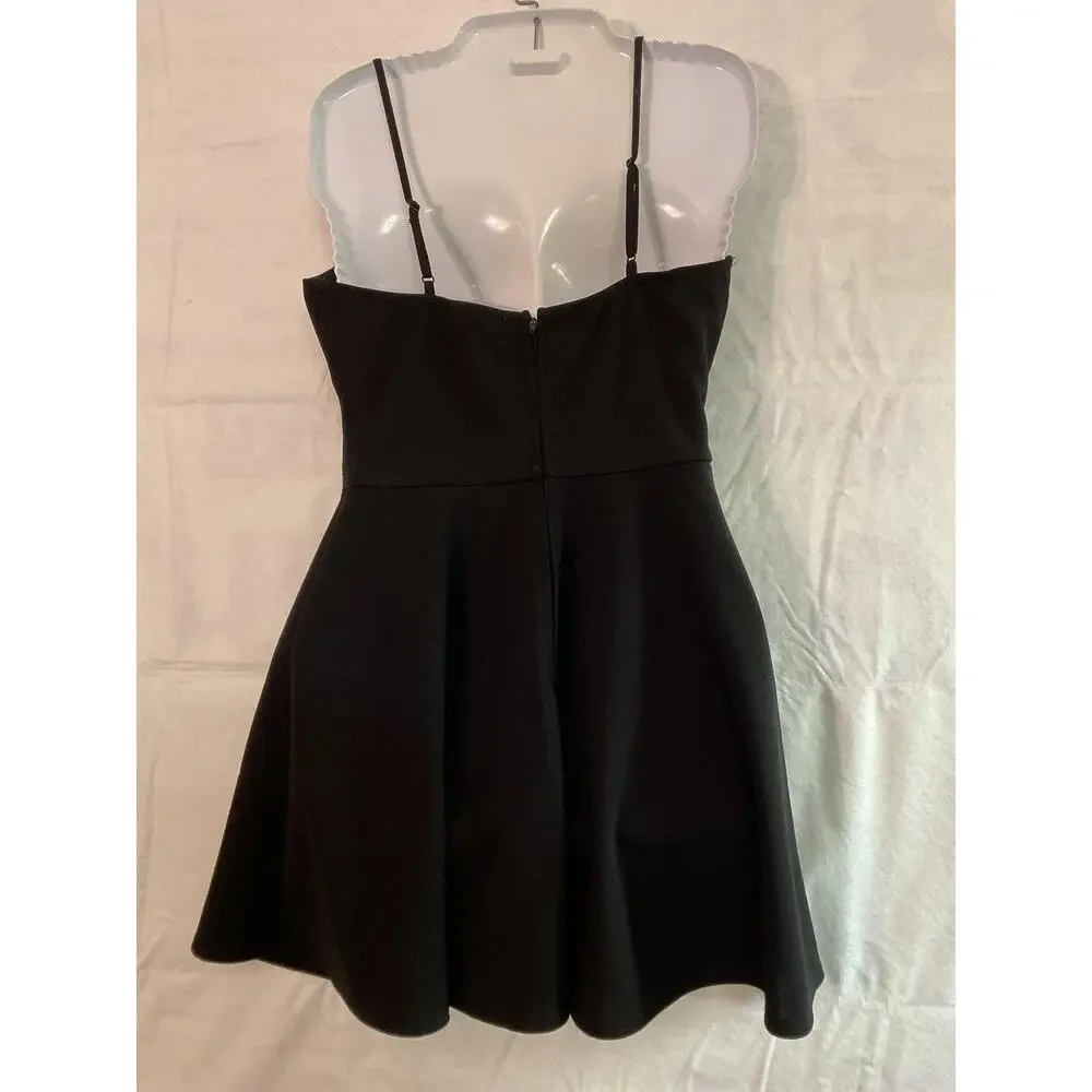 Altar'd State Dress Womens S Black Lace‎ Square Neck Fit Flare Mini Party Skater